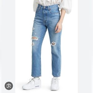 501® Ripped High Waist Crop Straight Leg Jeans, Sz 24